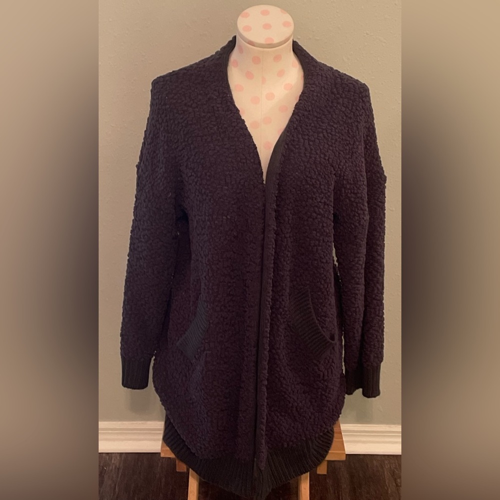 POL Grey Textured Long Cardigan with Pockets Sz Small